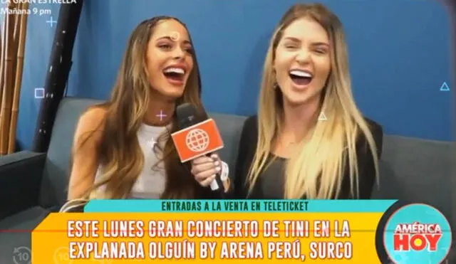 Brunella Horna viajó hasta Colombia para entrevistar a Tini. Foto: captura de América TV