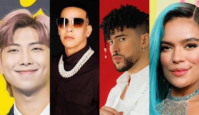 BTS, Daddy Yankee, Bad Bunny y Karol G están nominados en varias categorías de los MTV Video Music Awards. Foto: composición LR/Bighit Music/Instagram/YouTube/AFP