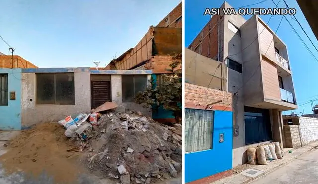 Ni bien recibió la propuesta, el arquitecto armó un diseño con un estilo moderno que incluía dos balcones para el segundo y tercer nivel. Foto: composición LR/TikTok/@dp.arquitecto