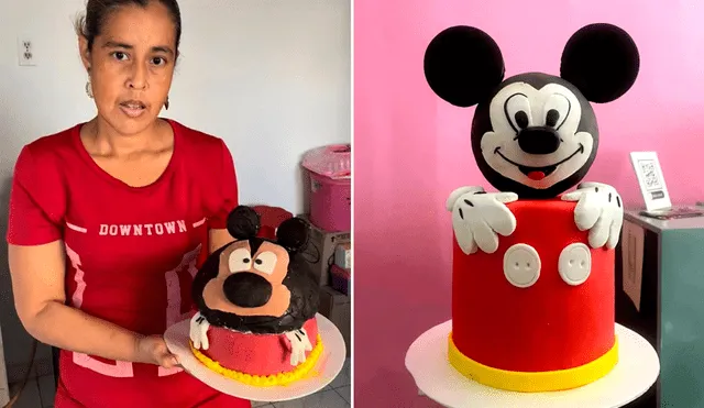 La repostera se hizo viral por su peculiar decoración de una torta de Mickey Mouse. Foto: composición LR/captura de Instagram/@Marce_cupcakes