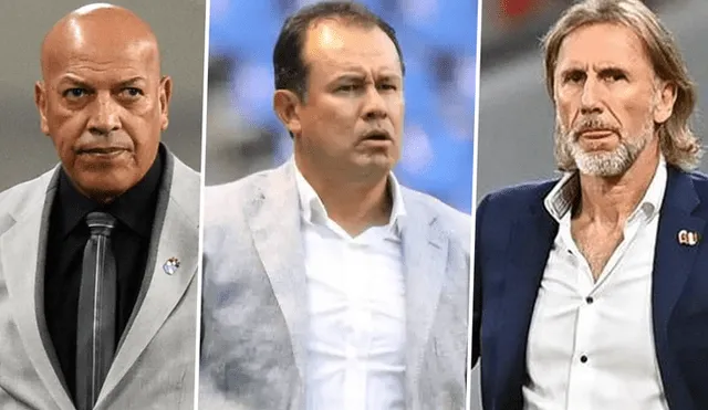 Juan Reynoso, Roberto Mosquera y Ricardo Gareca son tres de los mejores entrenadores que pasaron por el Perú.  Foto: composición LR/AFP/Marca