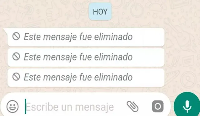 Es imposible saber qué decían los mensajes eliminados de WhatsApp, al menos de forma oficial. Foto: Grupo Informático