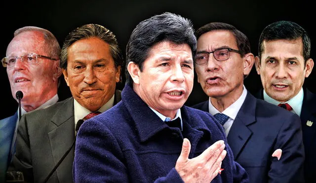 Ollanta Humala, Alejandro Toledo, Pedro Pablo Kuczynski, Martín Vizcarra y Pedro Castillo se encuentran envueltos en casos de presunta corrupción. Foto: composición de Gerson Cardoso/La República