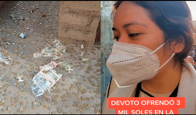 Ciudadanos se sorprendieron al ver tal cantidad de dinero en la ermita. Foto: composición LR/captura de TikTok/@ChrisSalas85