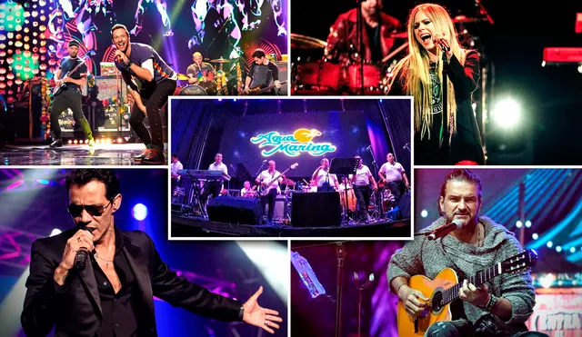 Coldplay, Avril Lavigne, Agua Marina, Marc Anhony y Ricardo Arjona se presentarán en Lima en septiembre. Foto: Composición LR / Instagram
