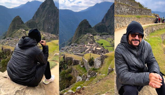 El artista se mostró contento mientras observaba la ciudadela Inca. Foto: Captura del Instagram de Ricardo Arjona