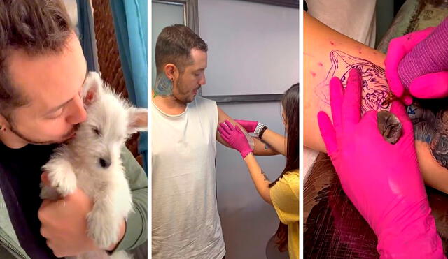 Con un diseño original, él acudió a un estudio de tatuajes para que lo ayudaran con su idea de retratar a su pequeño can. Foto: composición LR/TikTok/@manualerod