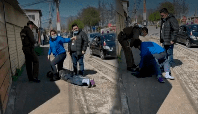 "El delincuente trató de esquivarme y, con mi mano derecha, lo tomé de la polera, le di vuelta, y cayó al suelo", dijo la mujer. Foto: Captura de video/Meganoticias.