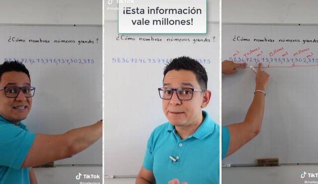 El profesor se hizo viral al revelar su secreto para leer números grandes. Foto: composición LR/captura de TikTok/@Mateyisus