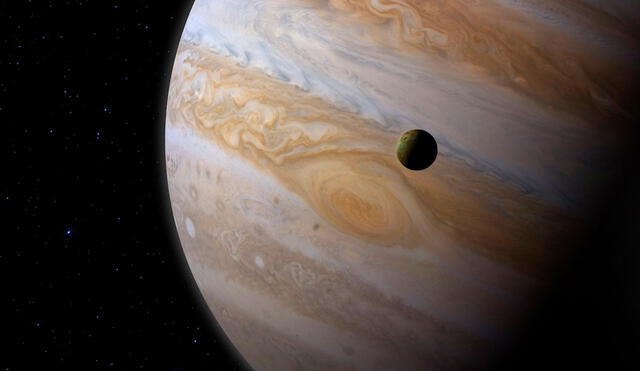 Júpiter estará más cerca de la Tierra que en los últimos 70 años. En la imagen, el gigantesco planeta y una de sus lunas. Foto: NASA