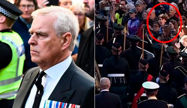El príncipe Andrés fue insultado cuando caminaba detrás de la procesión del ataúd de la reina Isabel II. Foto y video: composición LR / AFP / captura Twitter