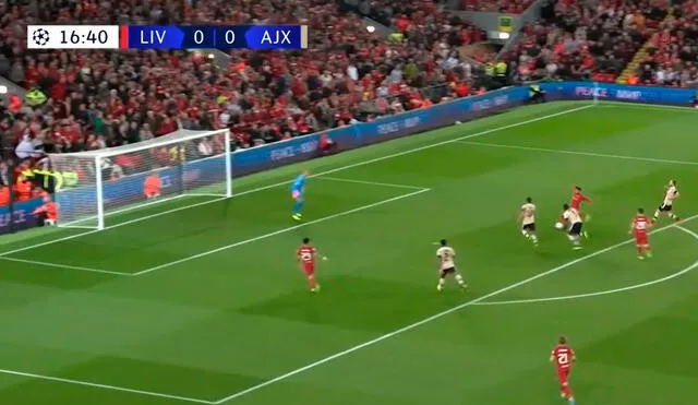 Salah anotó el 1-0 para Liverpool en el duelo ante Ajax. Foto: captura ESPN 2