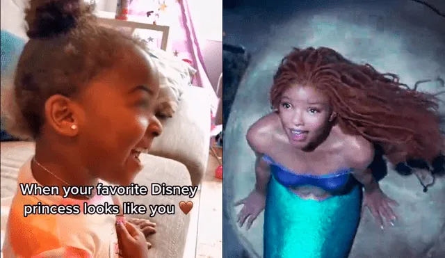 Los videos de las niñas reaccionando al video de Ariel están siendo virales en redes. Foto: Disney/captura de TikTok/@Armlina