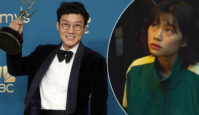 Hwang Dong Hyuk, director de "El juego del calamar", celebra el primer Emmy de su carrera. Foto: AFP/Netflix