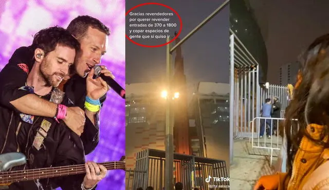 Los fans de Coldplay cantaron "Yellow" desde fuera del recinto. Foto: composición LR/captura de TikTok/@rita.salazar