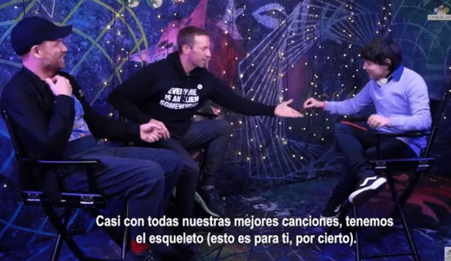 Bruno Pinasco entrevistó a la banda Coldplay previo a sus conciertos en Lima. Foto: Captura de Youtube