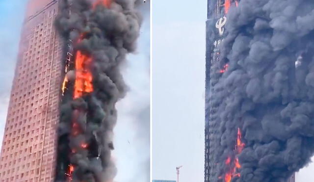 No se han reportado víctimas tras incendio en rascacielos de China Telecom. Foto: Composición/LR/AFP/Insider Paper