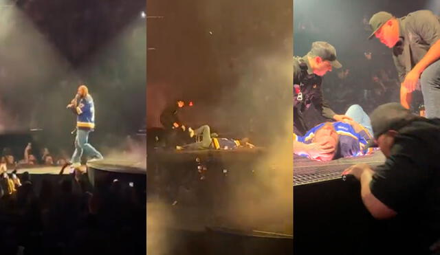 Post Malone lesionado tras caer a un orificio en concierto. Foto: captura/Twitter