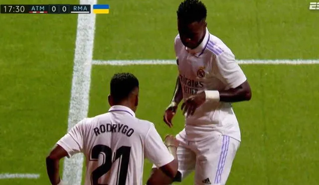 Vinicius y Rodrygo celebraron el tanto bailando en el Cívitas Metropolitano. Foto: captura/ESPN