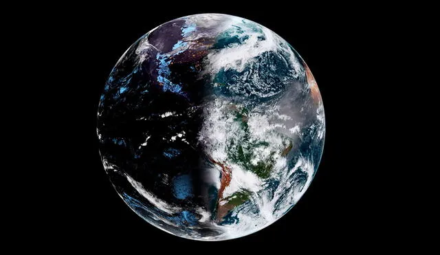 Imagen de la Tierra durante un equinoccio captada por el satélite GOES EAST. Foto: NOAA.