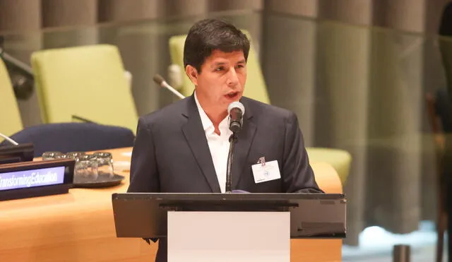 Pedro Castillo dio un discurso este martes en la Asamblea General de la ONU. Foto: Presidencia