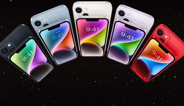 Estos son los colores en los que está disponible el iPhone 14. Foto: Claro