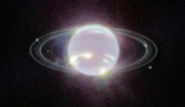 Los anillos de Neptuno son tan débiles que ningún otro instrumento espacial lo ha logrado captar con tanta nitidez. Foto: NASA / ESA / CSA / SCTI