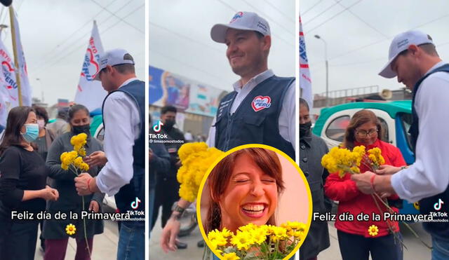 Las mujeres que fueron agasajadas por el candidato a la alcaldía de Lima se mostraron felices y le agradecieron con un abrazo. Foto: composición LR/TikTok/@limasomostodos