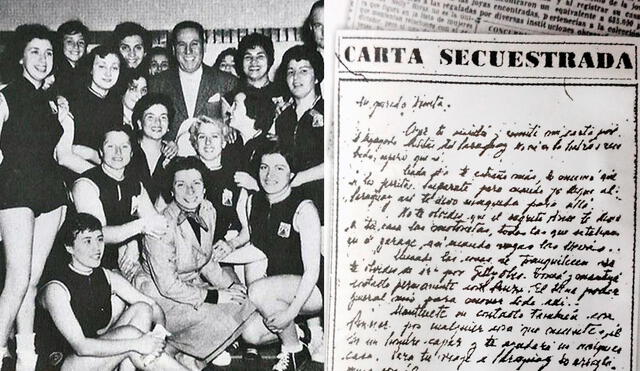 Al lado izquierdo está Perón junto a jóvenes de la UES, y al derecho, una carta que él envió a la menor de edad. Foto: composición LR/Difusión