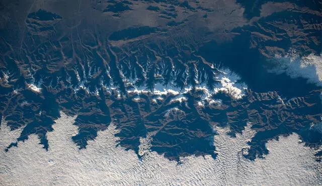 Vista de los Andes peruanos desde la Estación Espacial Internacional. Foto: NASA