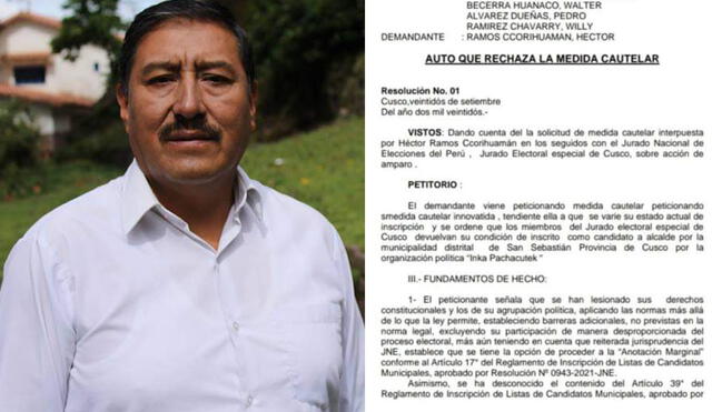 Cusco: candidato de San Sebastián, Hector Ramos, quedó excluido de la contienda electoral. Foto: Facebook