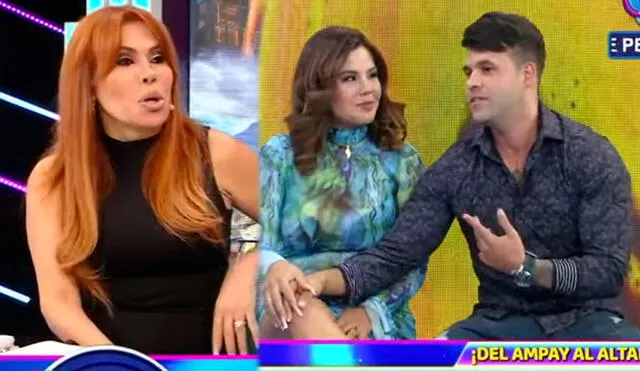 Estrella Torres y Kevin Salas se presentaron en el set de Magaly Medina. Foto: capturas ATV