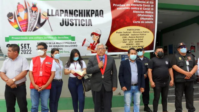 Presidente de la Corte de Sullana, Jaime Lora Peralta, inauguró Feria Llapanchikpag Justicia. Foto: Corte de Justicia de Sullana.