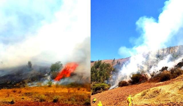Incendio forestal en Urubamba. Foto: Oficina de Gestión de Riesgos