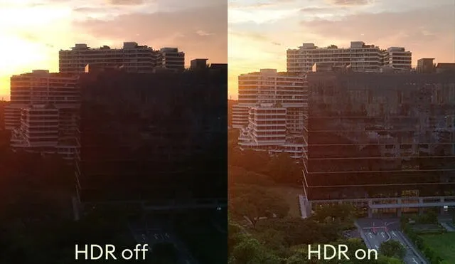 Diferencia entre una foto sin HDR y otra con HDR activado. Foto: infobae