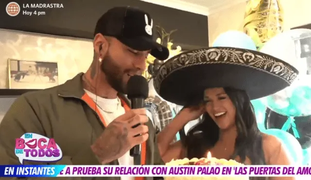 Jota Benz sorprendió a Angie Arizaga el día de su cumpleaños. Foto: captura de América TV