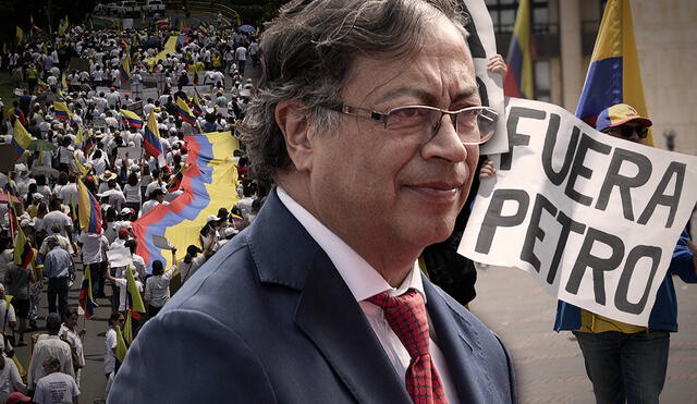 Miles de colombianos exigen al presidente de izquierda, Gustavo Petro, respetar la propiedad privada. Foto: Composición/LR/AFP