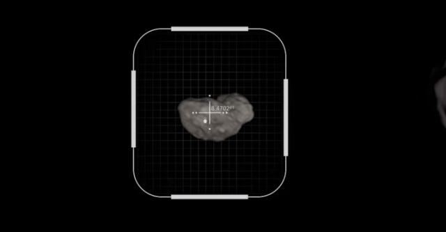 Dimorphos en la mira de la cámara DRACO de la nave DART. Foto: captura de YouTube / Johns Hopkins University APL