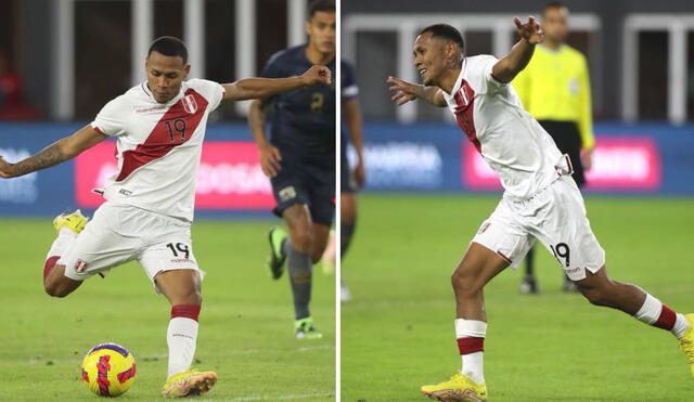 Bryan Reyna anotó su primer gol con la selección peruana en su debut. Foto: composición/FPF