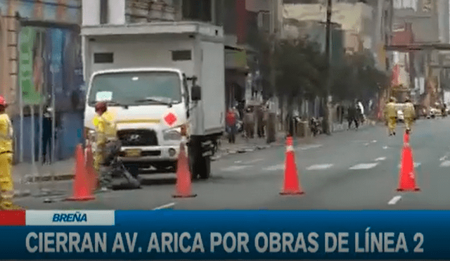 La avenida Arica, colindante con la Plaza Bolognesi, inició un plan de desvío por las obras de la línea 2 del Metro de Lima. Foto: captura de Canal N
