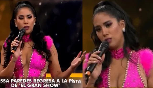 Melissa Paredes se presentó en televisión el programa "El gran show". Foto: Composición LR / Capturas de América