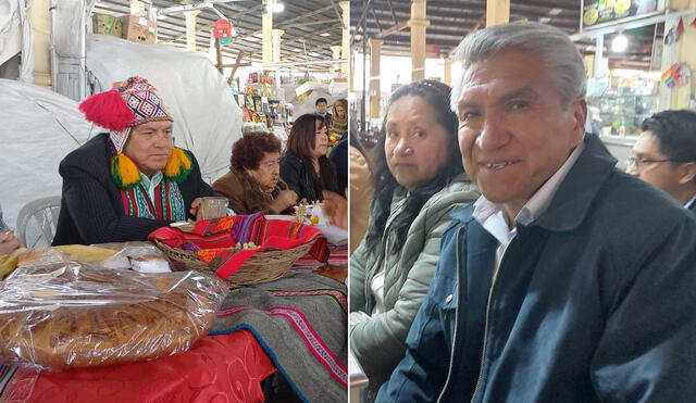 Los candidatos desayunaron en el mercado San Pedro, principal centro de abastos de Cusco. Foto: Luis Álvarez/Composición La República