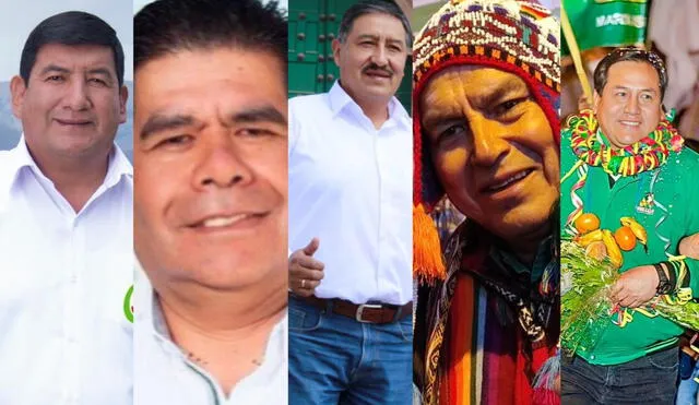 Candidatos que ocupan el primer lugar en 5 distritos de Cusco. Foto: Redes Sociales