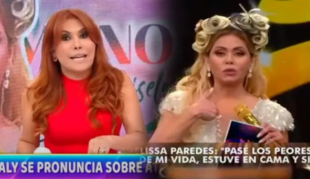 Magaly Medina le pidió a Gisela Valcárcel que no hable de sus anunciantes porque va "salir perdiendo". Foto: captura/ATV/América TV