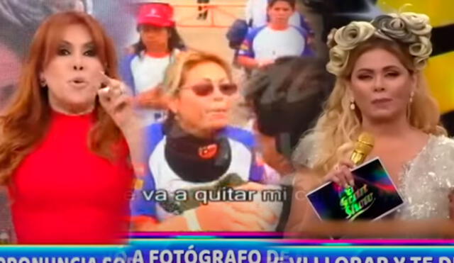 Magaly Medina le muestra a Gisela lo agresiva que fue con su reportero en 2007. Foto: captura/ATV/América TV