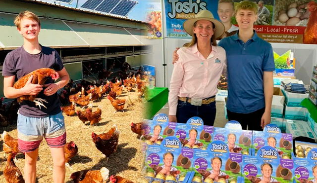 Actualmente, Josh vende sus huevos en supermercados y ha creado un imperio de millones de dólares. Foto: Composición/LR/Instagram Josh's Rainbows Eggs