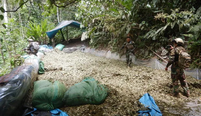 Pozas estaban habilitadas para macerar entre 400 y 500 arrobas de coca. Foto: PNP