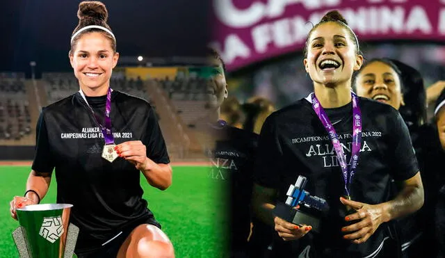 La 'Bombardera' llegó en 2021 al equipo blanquiazul. Foto: composición LR/Instagram de Adriana Lúcar/Liga Femenina