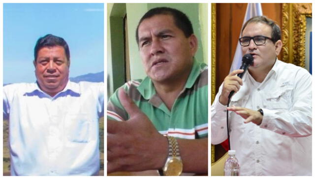 De izquierda a derecha: Ismael Huayama Neira, alcalde provincial de Huancabamba hasta el 2022, Juan García Carhuapoma, cuatro veces autoridad de Paicaipampa; Gabriel Madrid Orué, ex burgomaestre de Tambogrande. Foto: Composición de La República