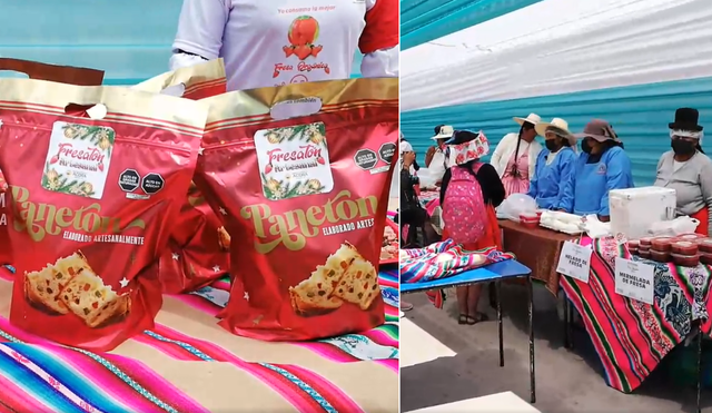 Productos derivados de la fresa se expusieron y ofertaron para el público que acudió al festival. Foto: composición LR/Noticias Sin Filtro Puno TV